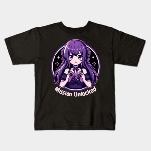 Purple Gamer Girl Kids T-Shirt
